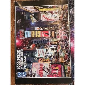 1000 piece JIGSAW PUZZLE FX SCHMID TIMES SQUARE MILLENNIUM CELEBRATION COLORFUL!